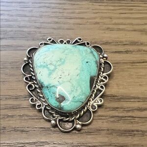 Vintage Sterling Silver Turquoise Pendant